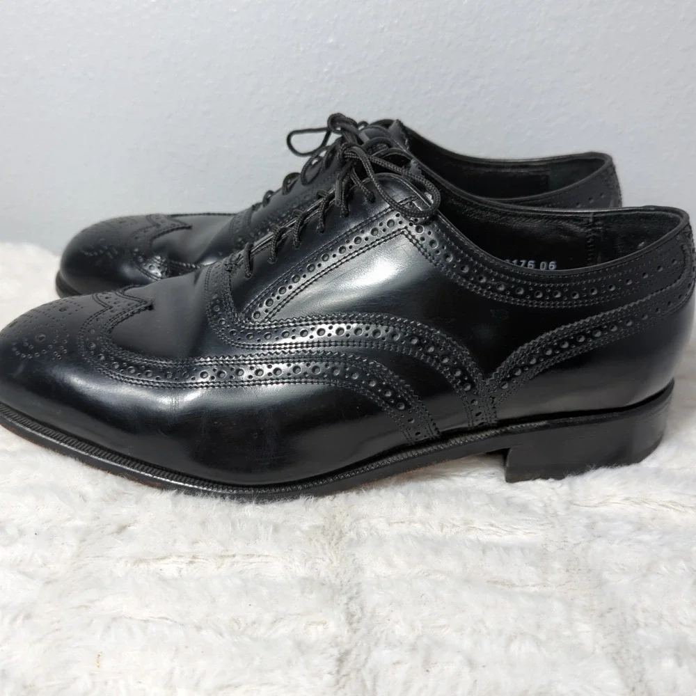 Florsheim Lexington 1706601 Mens Leather 10 3E‎ Black Wingtip Oxford Dress Shoes